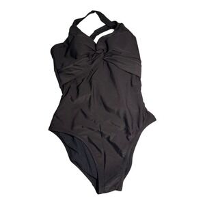 Universal Standard Black Twist-Front One-Piece Swimsuit